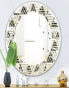 Triangular Retro Design VIII - Modern Round or Oval Wall Mirror - Leaves
