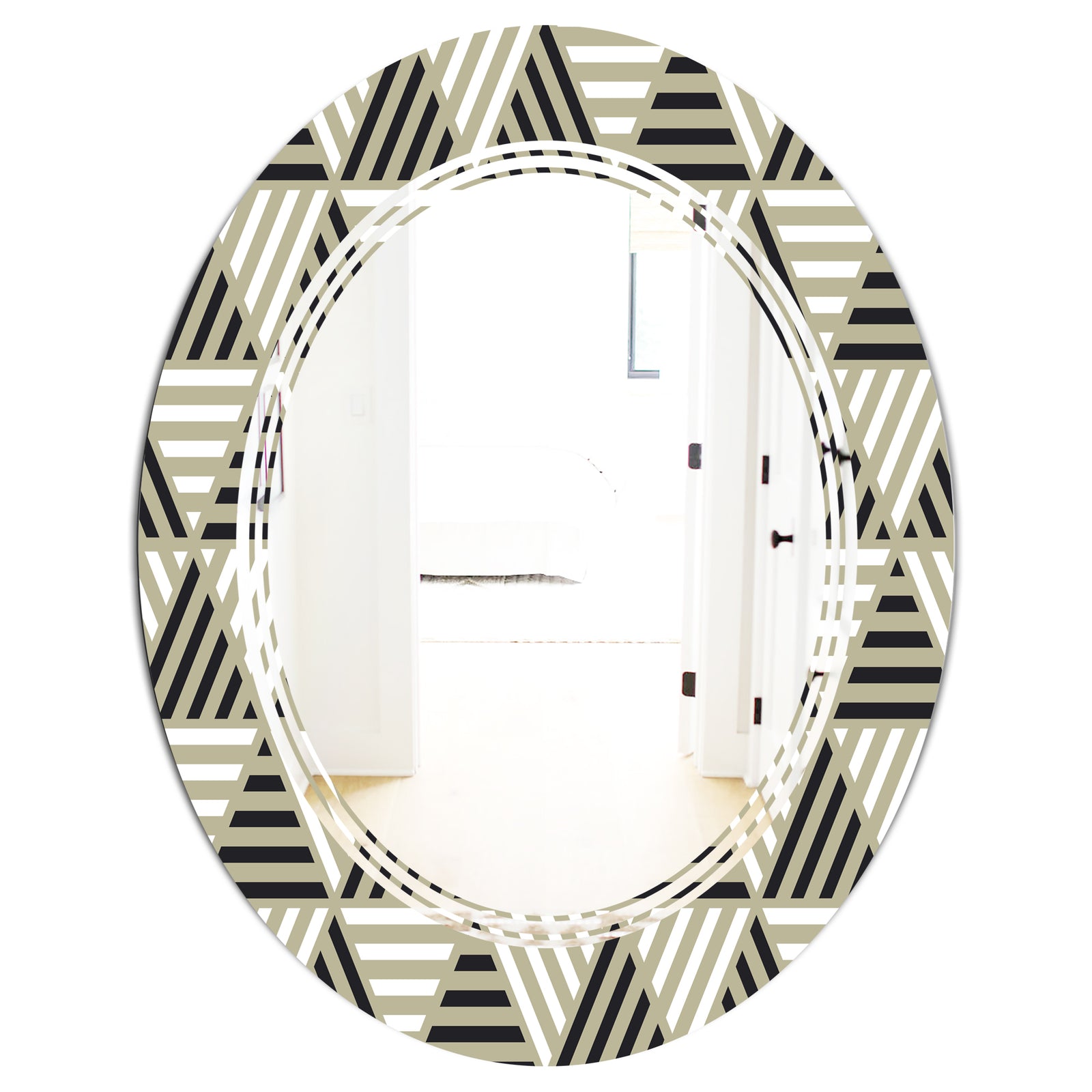 Triangular Retro Design VIII - Modern Round or Oval Wall Mirror - Triple C