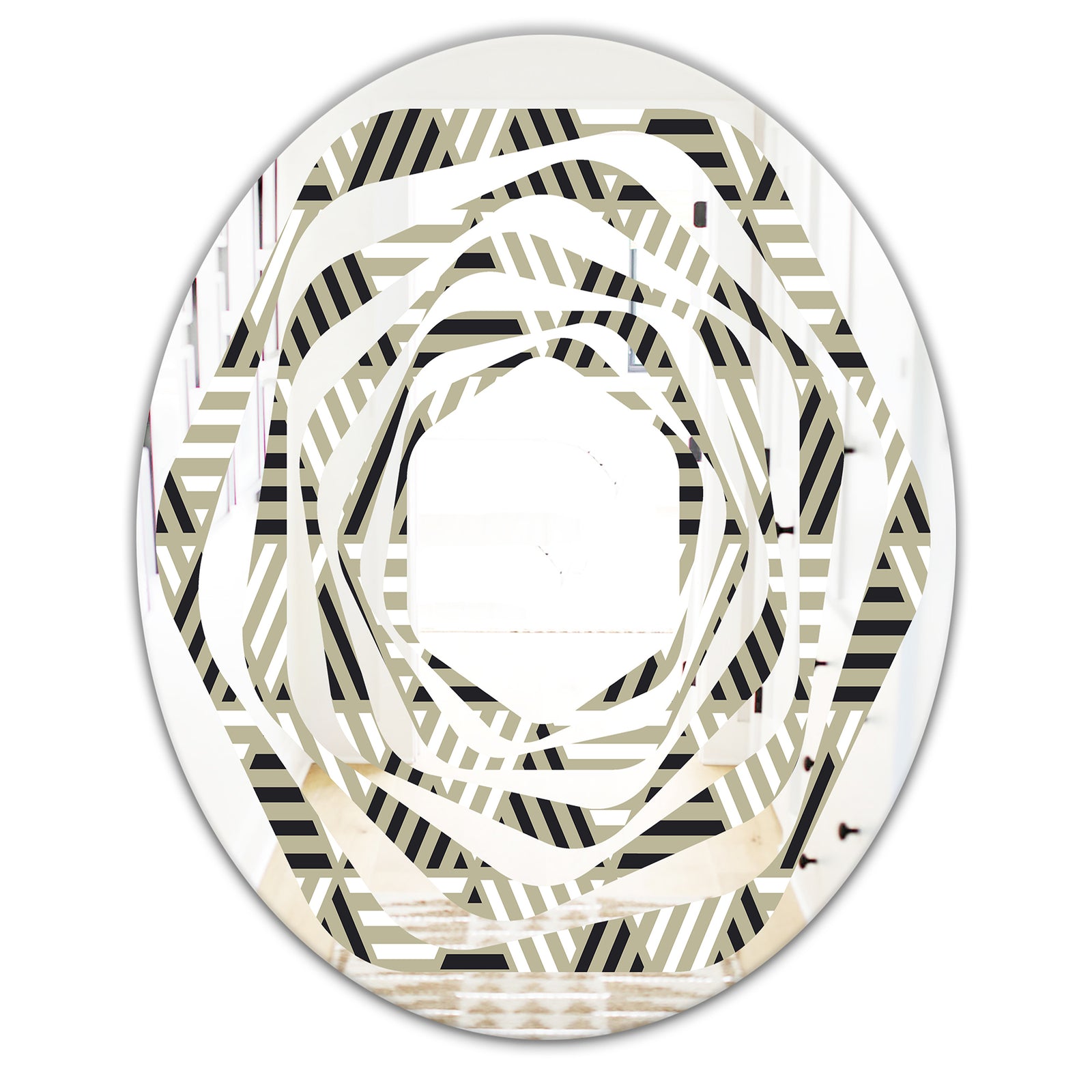Triangular Retro Design VIII - Modern Round or Oval Wall Mirror - Whirl