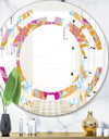 Retro Floral Pattern III - Modern Round or Oval Wall Mirror - Space