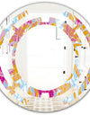 Retro Floral Pattern III - Modern Round or Oval Wall Mirror - Space