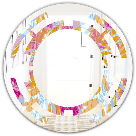 Retro Floral Pattern III - Modern Round or Oval Wall Mirror - Space