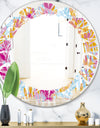 Retro Floral Pattern III - Modern Round or Oval Wall Mirror - Leaves