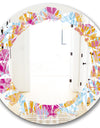Retro Floral Pattern III - Modern Round or Oval Wall Mirror - Leaves