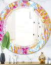 Retro Floral Pattern III - Modern Round or Oval Wall Mirror - Triple C