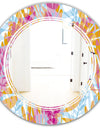 Retro Floral Pattern III - Modern Round or Oval Wall Mirror - Triple C