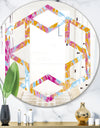 Retro Floral Pattern III - Modern Round or Oval Wall Mirror - Hexagon Star