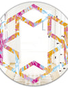 Retro Floral Pattern III - Modern Round or Oval Wall Mirror - Hexagon Star