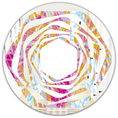 Retro Floral Pattern III - Modern Round or Oval Wall Mirror - Whirl