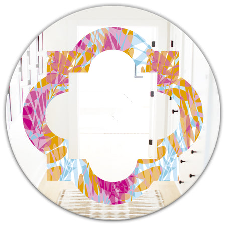 Retro Floral Pattern III - Modern Round or Oval Wall Mirror - Quatrefoil