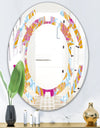 Retro Floral Pattern III - Modern Round or Oval Wall Mirror - Space
