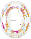 Retro Floral Pattern III - Modern Round or Oval Wall Mirror - Space