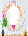 Retro Floral Pattern III - Modern Round or Oval Wall Mirror - Wave
