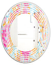 Retro Floral Pattern III - Modern Round or Oval Wall Mirror - Wave