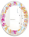 Retro Floral Pattern III - Modern Round or Oval Wall Mirror - Leaves