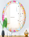 Retro Floral Pattern III - Modern Round or Oval Wall Mirror - Triple C