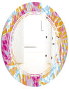 Retro Floral Pattern III - Modern Round or Oval Wall Mirror - Triple C