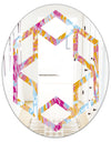 Retro Floral Pattern III - Modern Round or Oval Wall Mirror - Hexagon Star