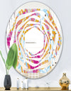 Retro Floral Pattern III - Modern Round or Oval Wall Mirror - Whirl