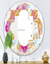 Retro Floral Pattern III - Modern Round or Oval Wall Mirror - Quatrefoil