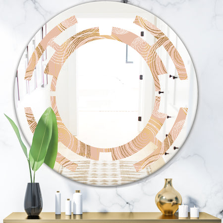 Rose Gold Abstract Geometry Luxury - Modern Round or Oval Wall Mirror - Space