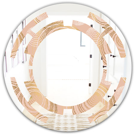 Rose Gold Abstract Geometry Luxury - Modern Round or Oval Wall Mirror - Space