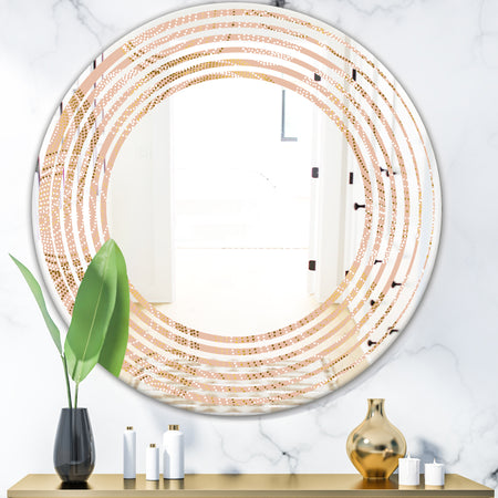 Rose Gold Abstract Geometry Luxury - Modern Round or Oval Wall Mirror - Wave