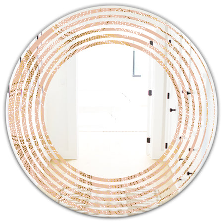 Rose Gold Abstract Geometry Luxury - Modern Round or Oval Wall Mirror - Wave