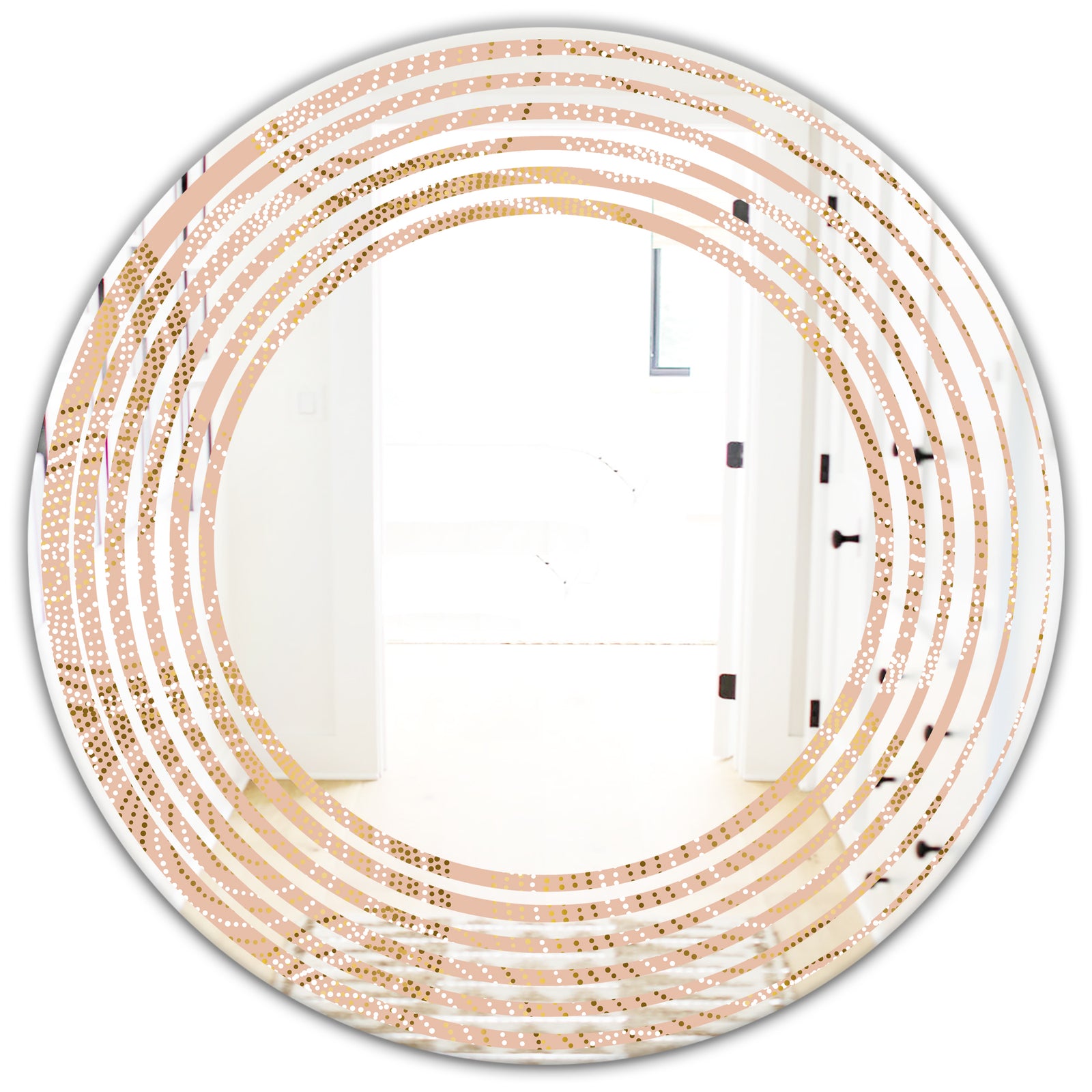 Rose Gold Abstract Geometry Luxury - Modern Round or Oval Wall Mirror - Wave