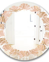 Rose Gold Abstract Geometry Luxury - Modern Round or Oval Wall Mirror - Leaves