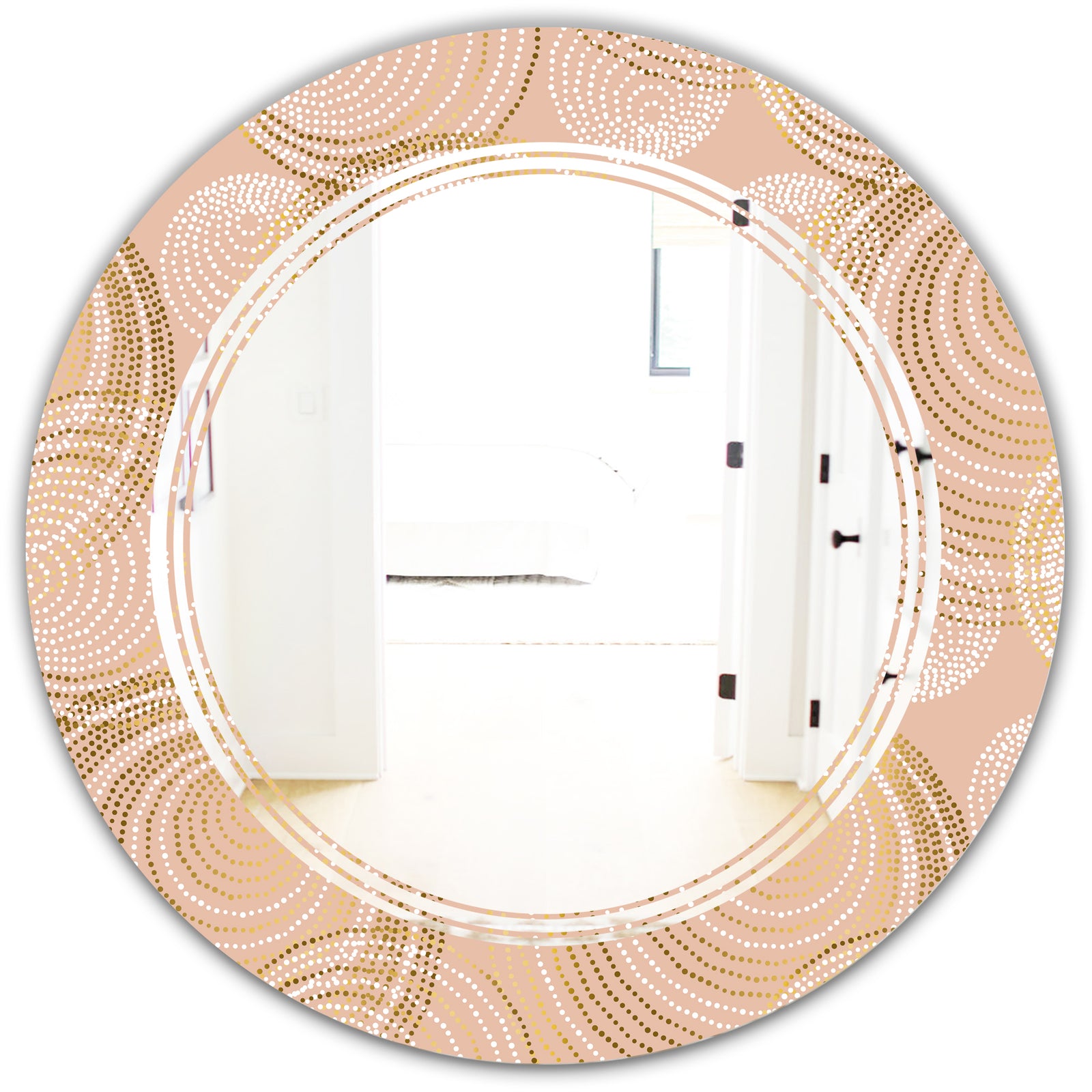 Rose Gold Abstract Geometry Luxury - Modern Round or Oval Wall Mirror - Triple C