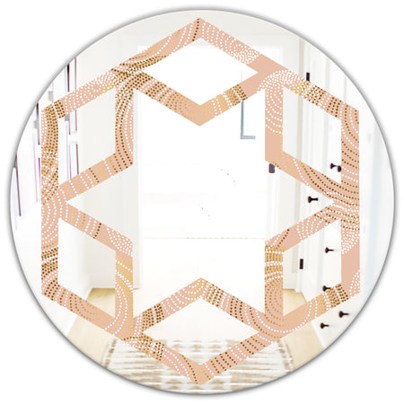 Rose Gold Abstract Geometry Luxury - Modern Round or Oval Wall Mirror - Hexagon Star