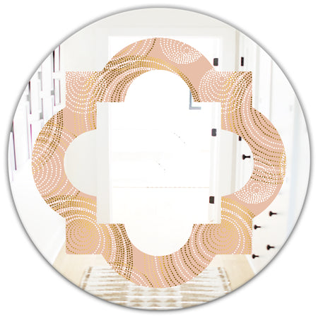 Rose Gold Abstract Geometry Luxury - Modern Round or Oval Wall Mirror - Quatrefoil