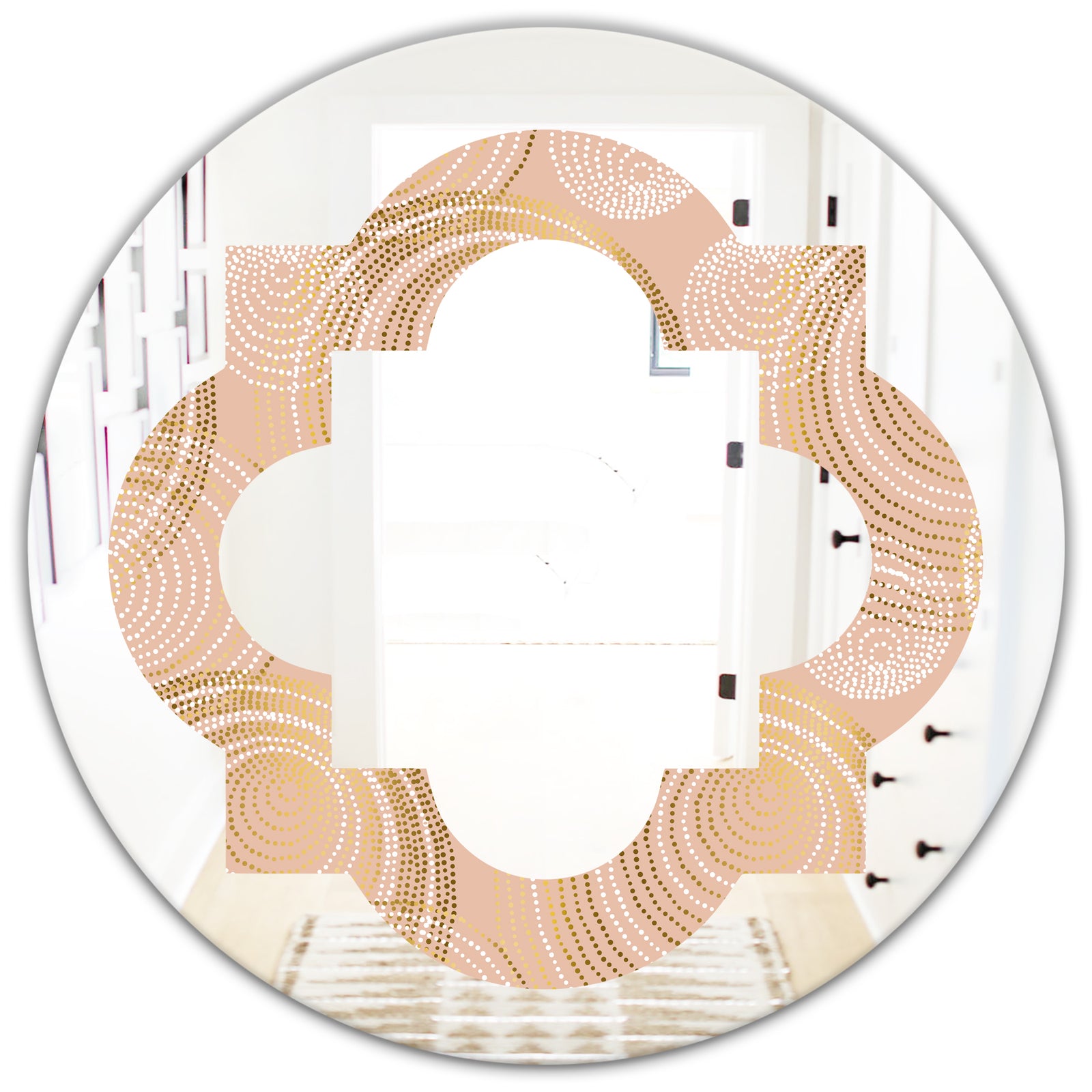 Rose Gold Abstract Geometry Luxury - Modern Round or Oval Wall Mirror - Quatrefoil