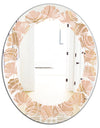 Rose Gold Abstract Geometry Luxury - Modern Round or Oval Wall Mirror - Leaves