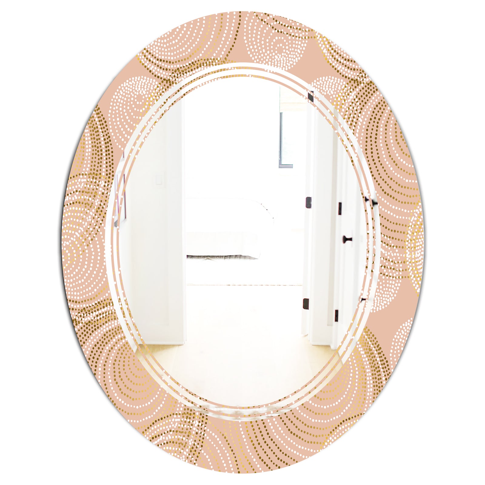 Rose Gold Abstract Geometry Luxury - Modern Round or Oval Wall Mirror - Triple C