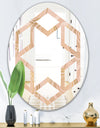Rose Gold Abstract Geometry Luxury - Modern Round or Oval Wall Mirror - Hexagon Star