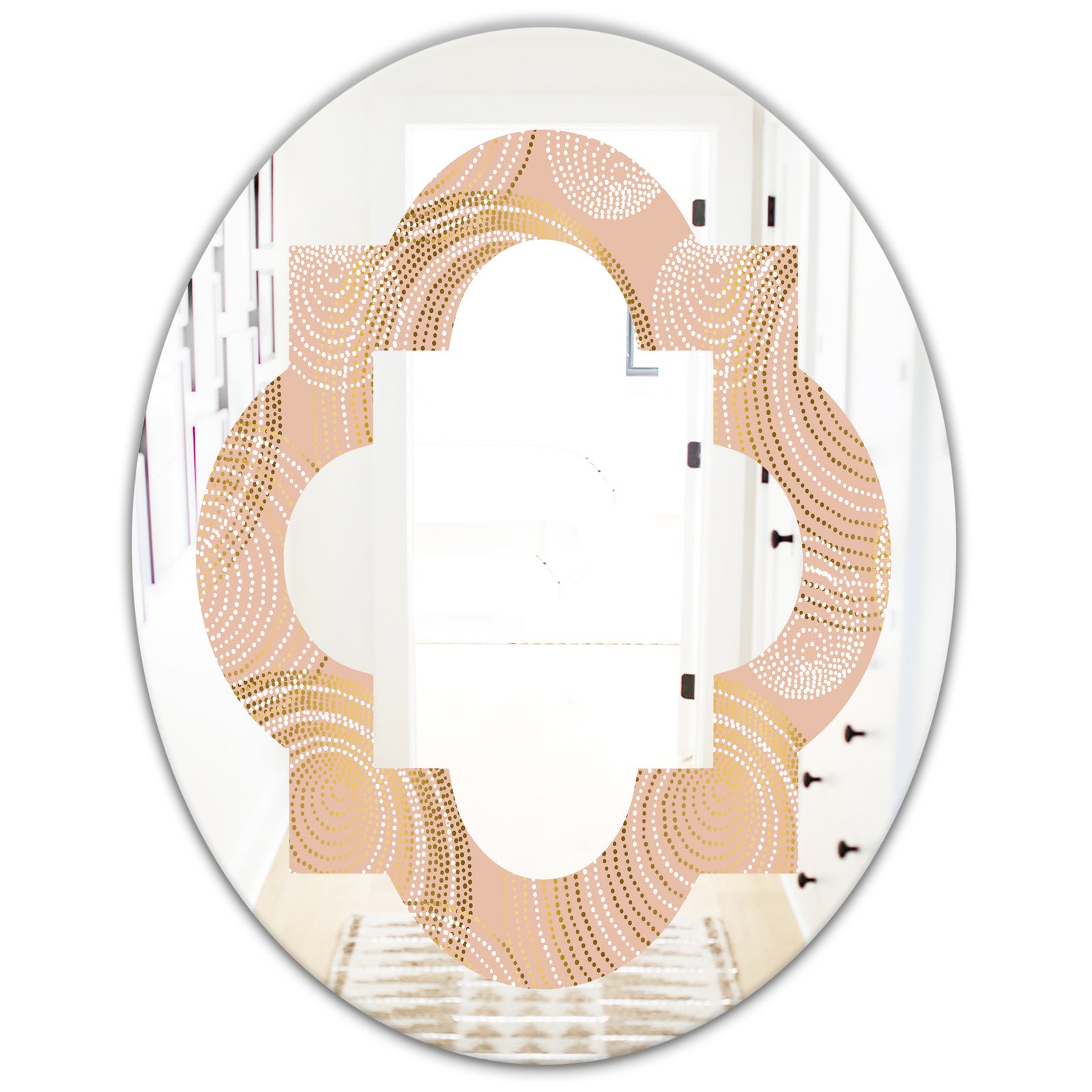 Rose Gold Abstract Geometry Luxury - Modern Round or Oval Wall Mirror - Quatrefoil