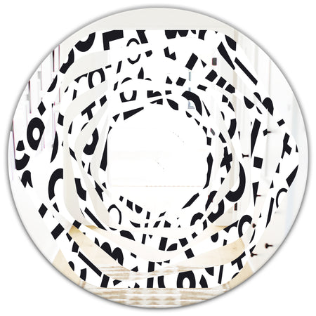 Monochrome Geometric Pattern XIII - Modern Round or Oval Wall Mirror - Whirl