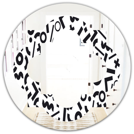 Monochrome Geometric Pattern XIII - Modern Round or Oval Wall Mirror - Quatrefoil