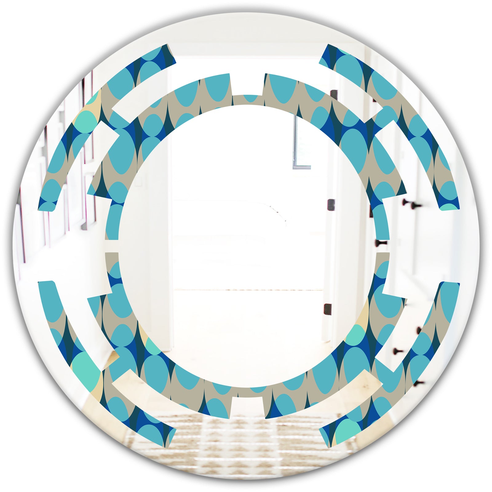 Retro Abstract Design XV - Modern Round or Oval Wall Mirror - Space