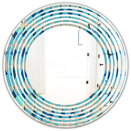 Retro Abstract Design XV - Modern Round or Oval Wall Mirror - Wave