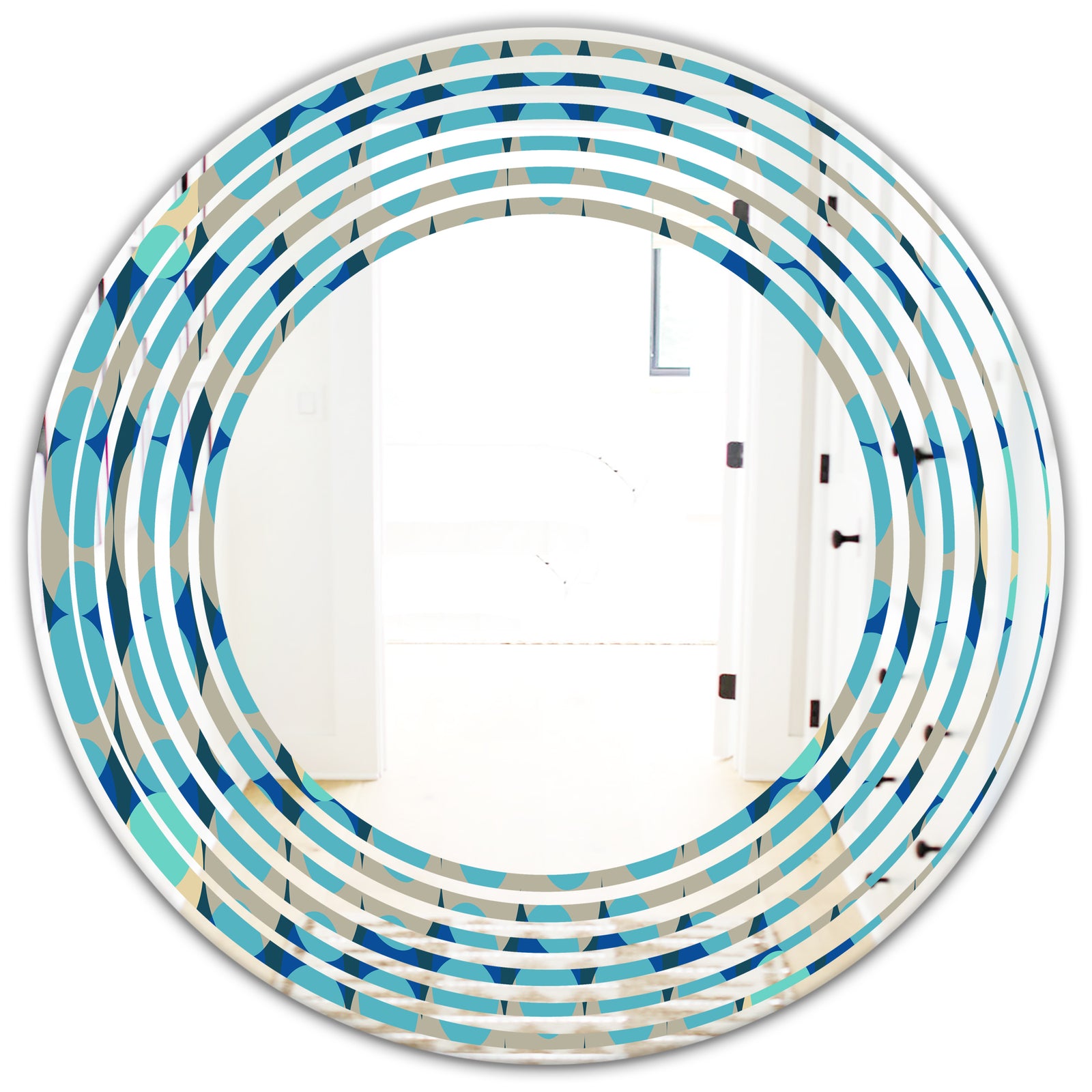 Retro Abstract Design XV - Modern Round or Oval Wall Mirror - Wave