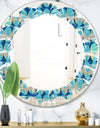 Retro Abstract Design XV - Modern Round or Oval Wall Mirror - Leaves