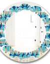 Retro Abstract Design XV - Modern Round or Oval Wall Mirror - Leaves