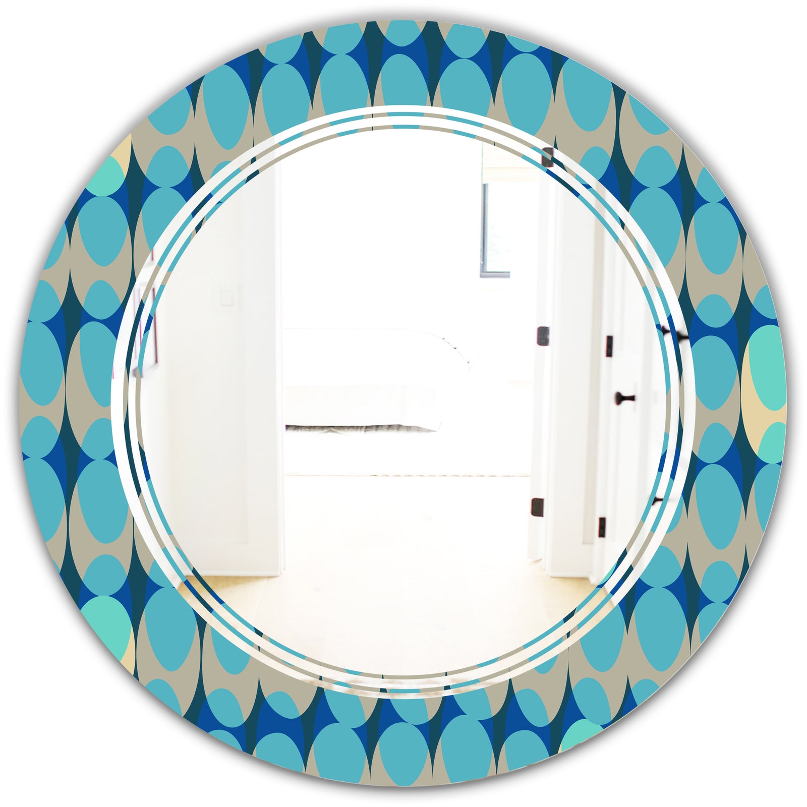 Retro Abstract Design XV - Modern Round or Oval Wall Mirror - Triple C