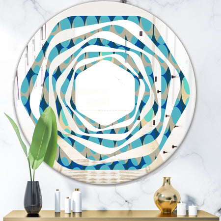 Retro Abstract Design XV - Modern Round or Oval Wall Mirror - Whirl