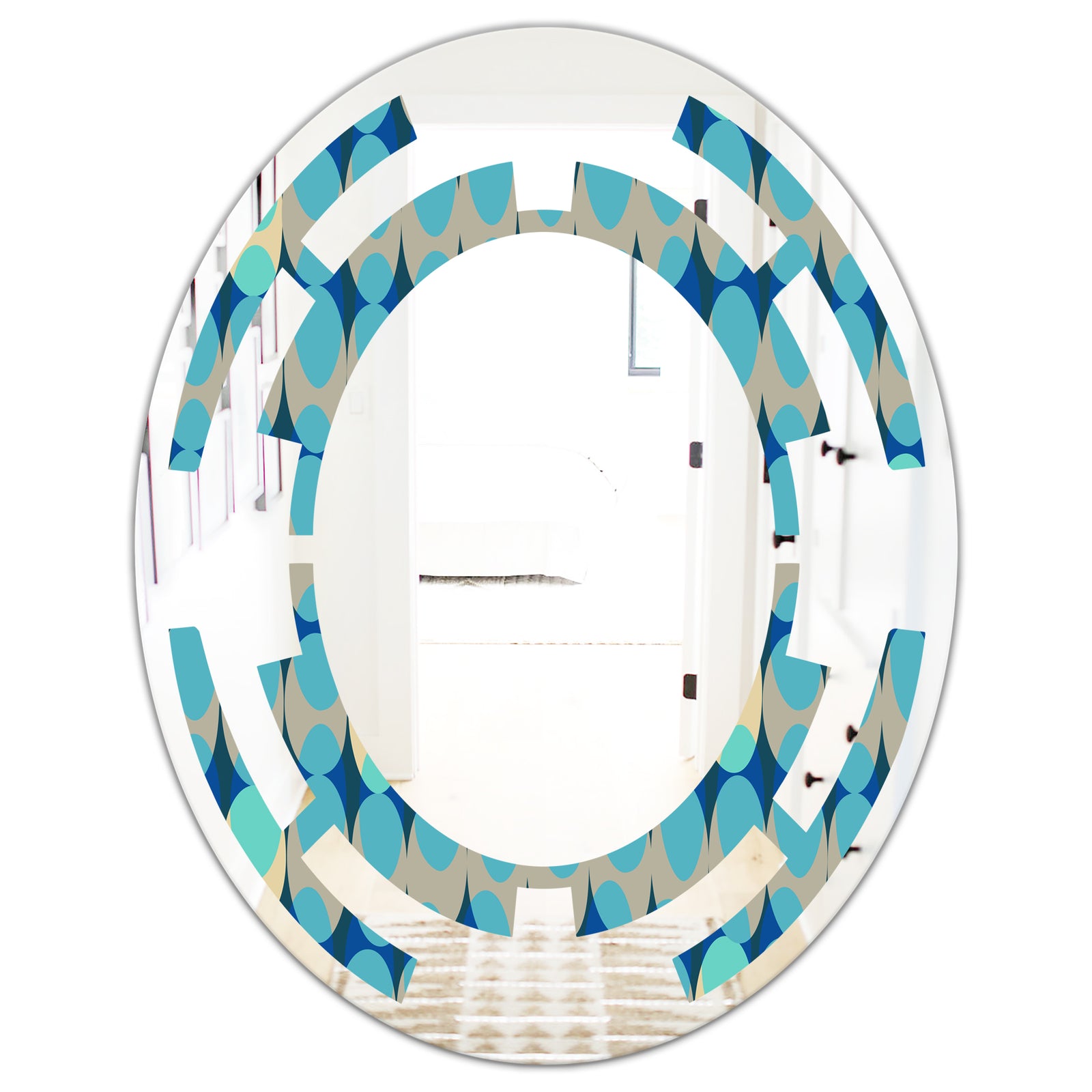 Retro Abstract Design XV - Modern Round or Oval Wall Mirror - Space