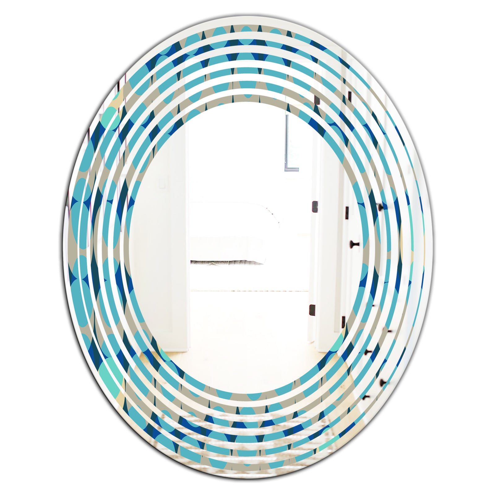 Retro Abstract Design XV - Modern Round or Oval Wall Mirror - Wave