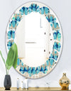 Retro Abstract Design XV - Modern Round or Oval Wall Mirror - Leaves